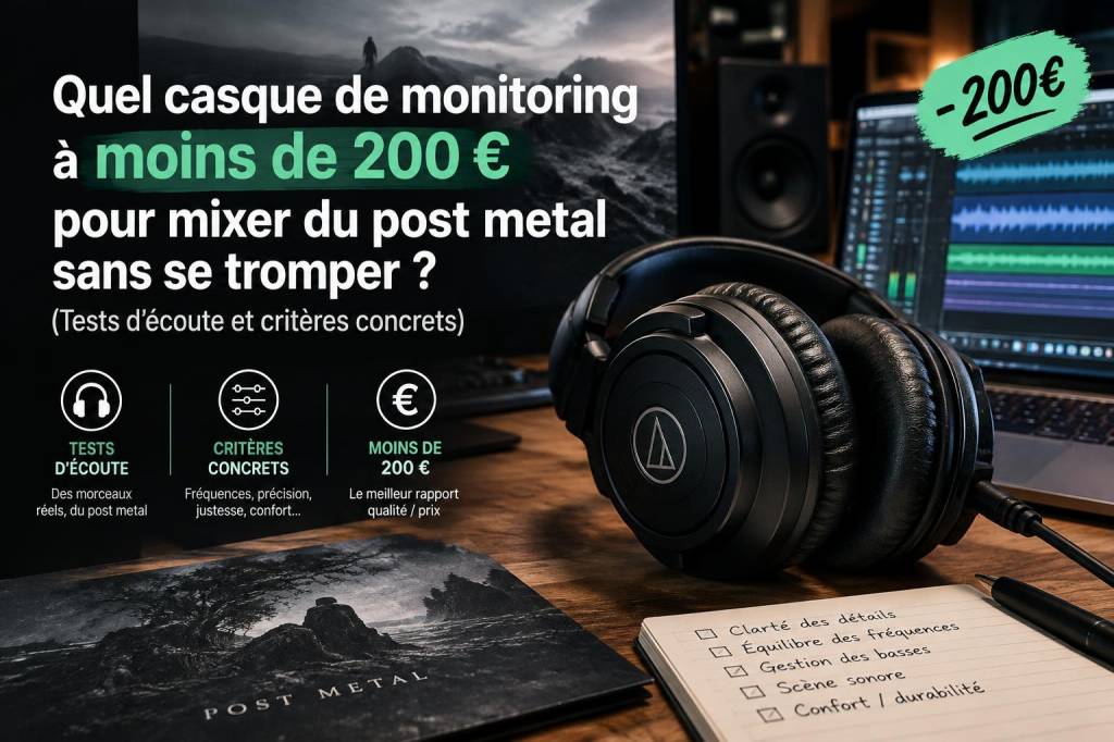 quel casque de monitoring à moins de 200€ pour mixer du post-metal sans se tromper (tests d'écoute et critères concrets)