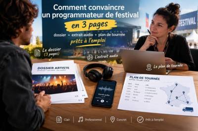 comment convaincre un programmateur de festival en 3 pages : dossier, extrait audio et plan de tournée prêts à l'emploi